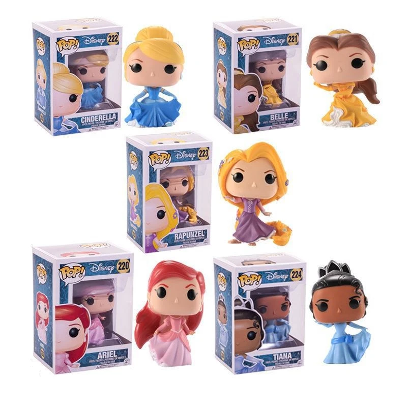 FUNKO POP Disney Beauty the Beast Ariel #220 Belle #221 Mermaid Rapunzel #223 Princess Tiana #224 Cinderella #222 Figure Gift