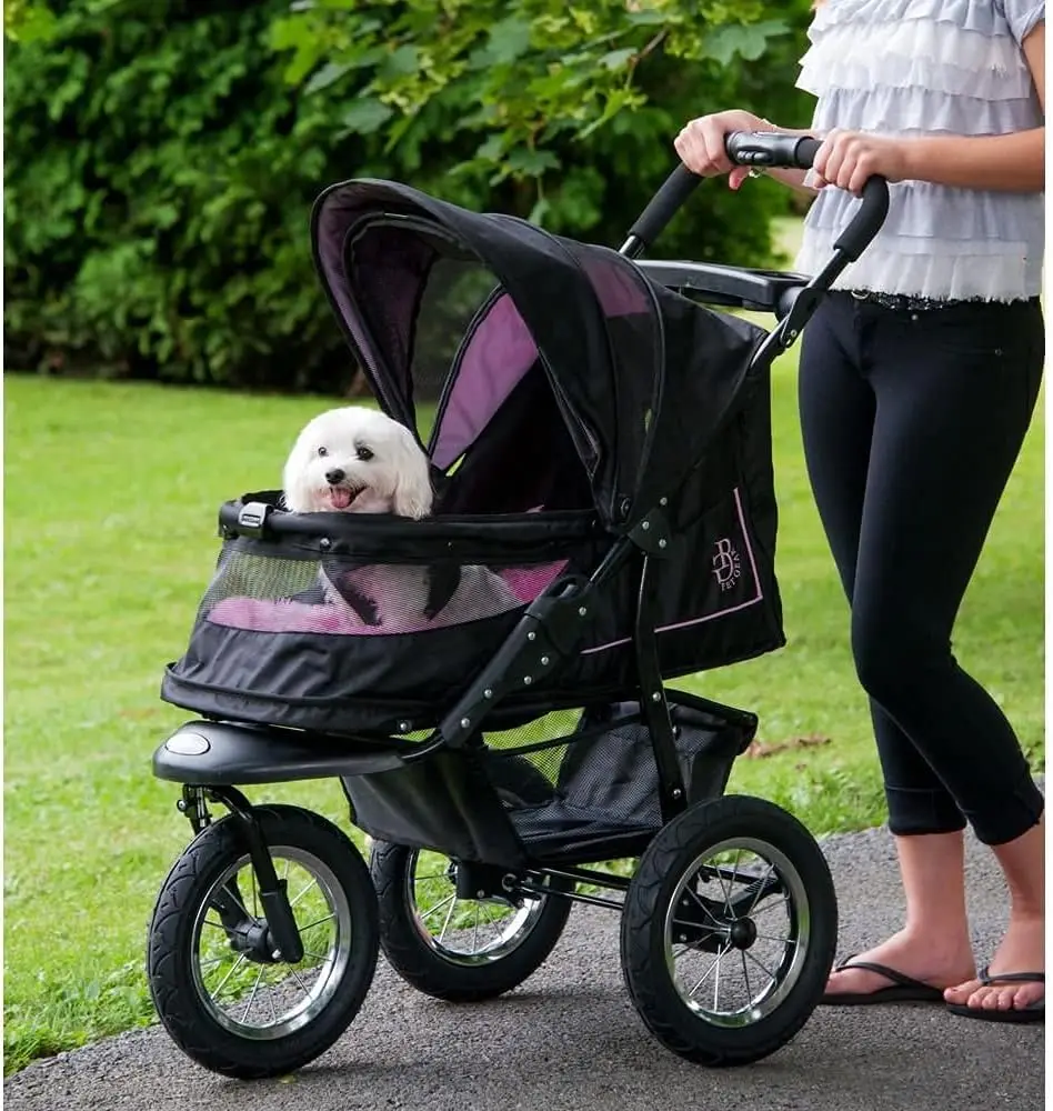 Stroller for Cats/Dogs, Entry, Easy One-Hand Fold, Gel-Filled Tires, Plush Pad + Weather Cover