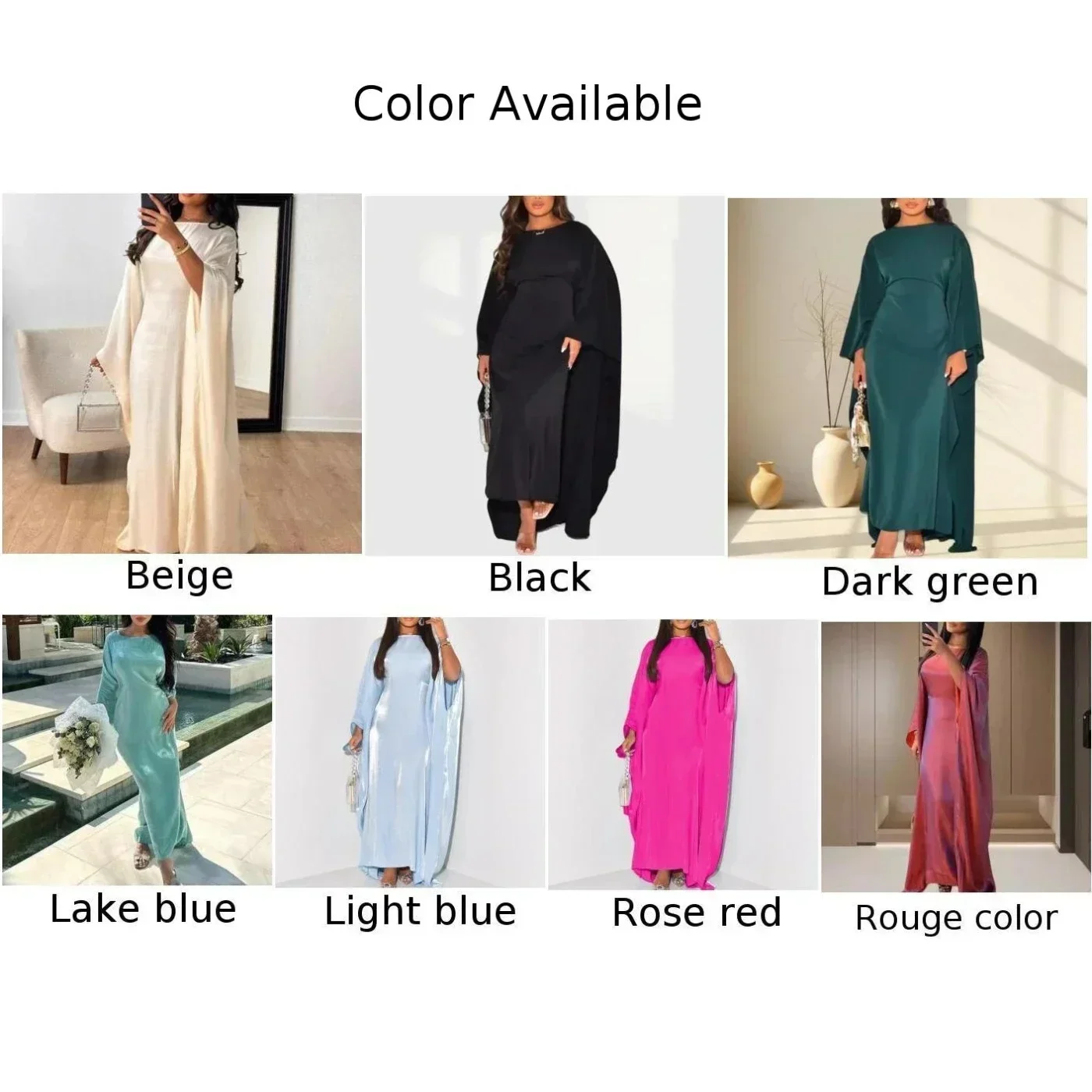 Women Dress 1pc Batwing Sleeve Casual Comfortable For Spring/Summer Long Dress Muslim Robe Oversized Plus Size