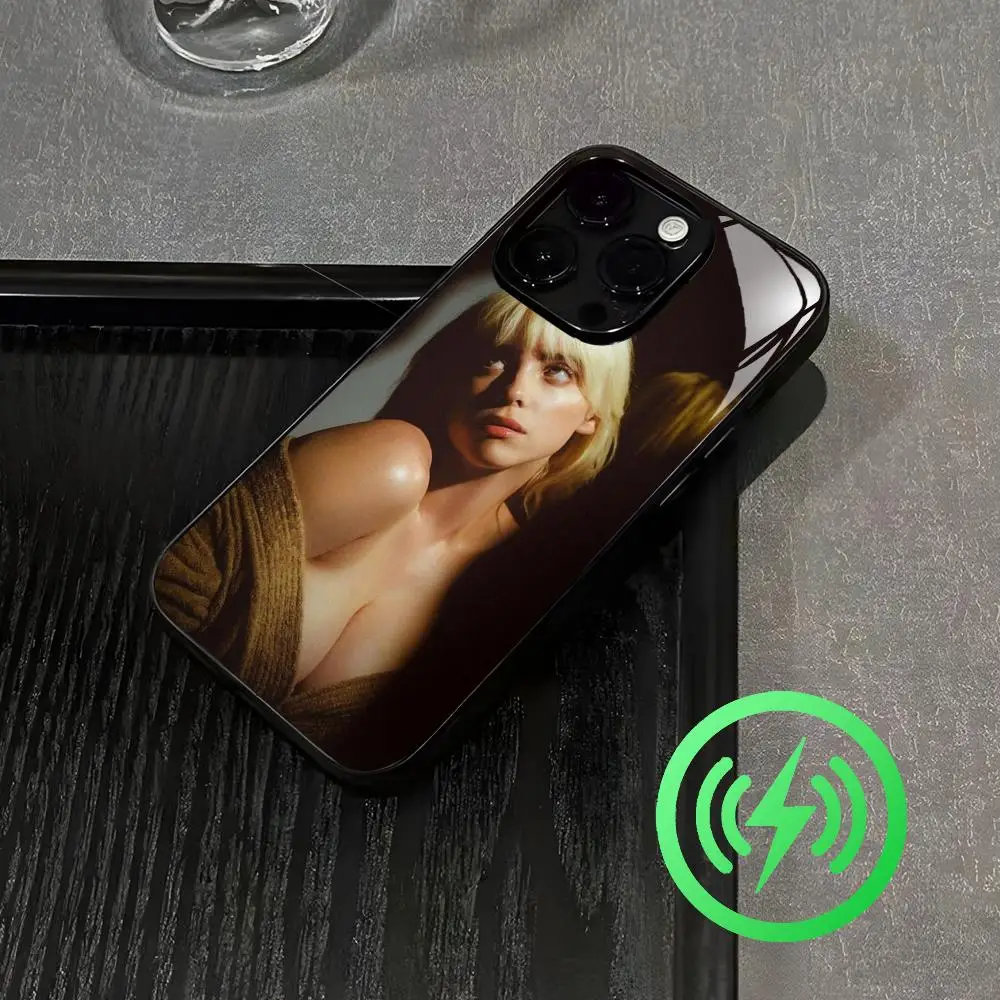 Singer B-Billies-E-Eilishs-H  Phone Case For iPhone17 16 15 14 13 12 11 X XR XS 8 Plus Mini Pro Max Glass Case