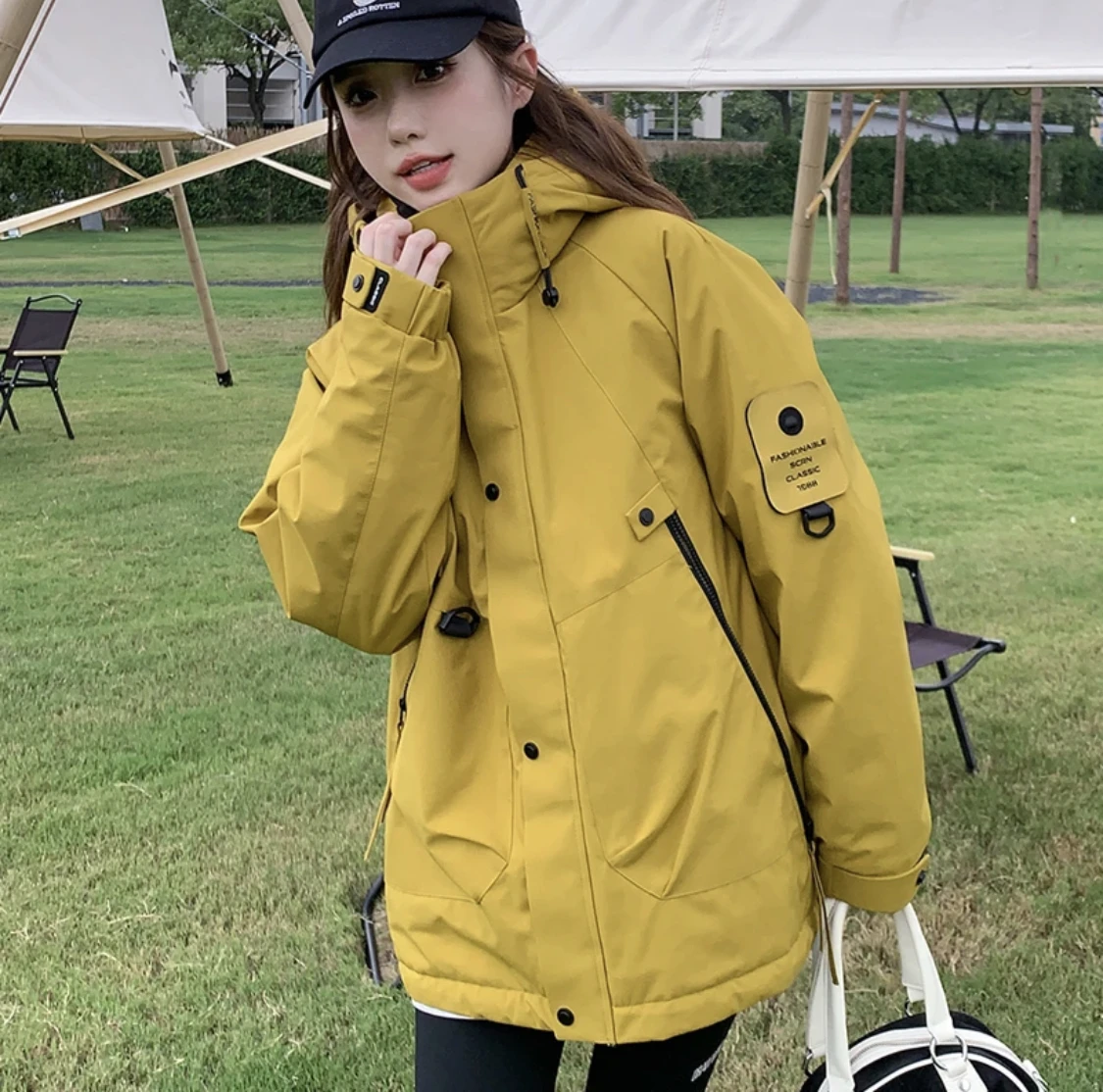 

Waterproof Windproof Warm Cotton Jaet Men's Women's Hooded Workwear American Sle All-Match Winter Coat Busin Casual