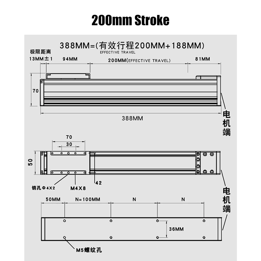 50mm Width Mini Precision Linear Slide Module Dual Guide Dustproof Work Table Fully Enclosed Steel Belt Cross Ball Screw Stage