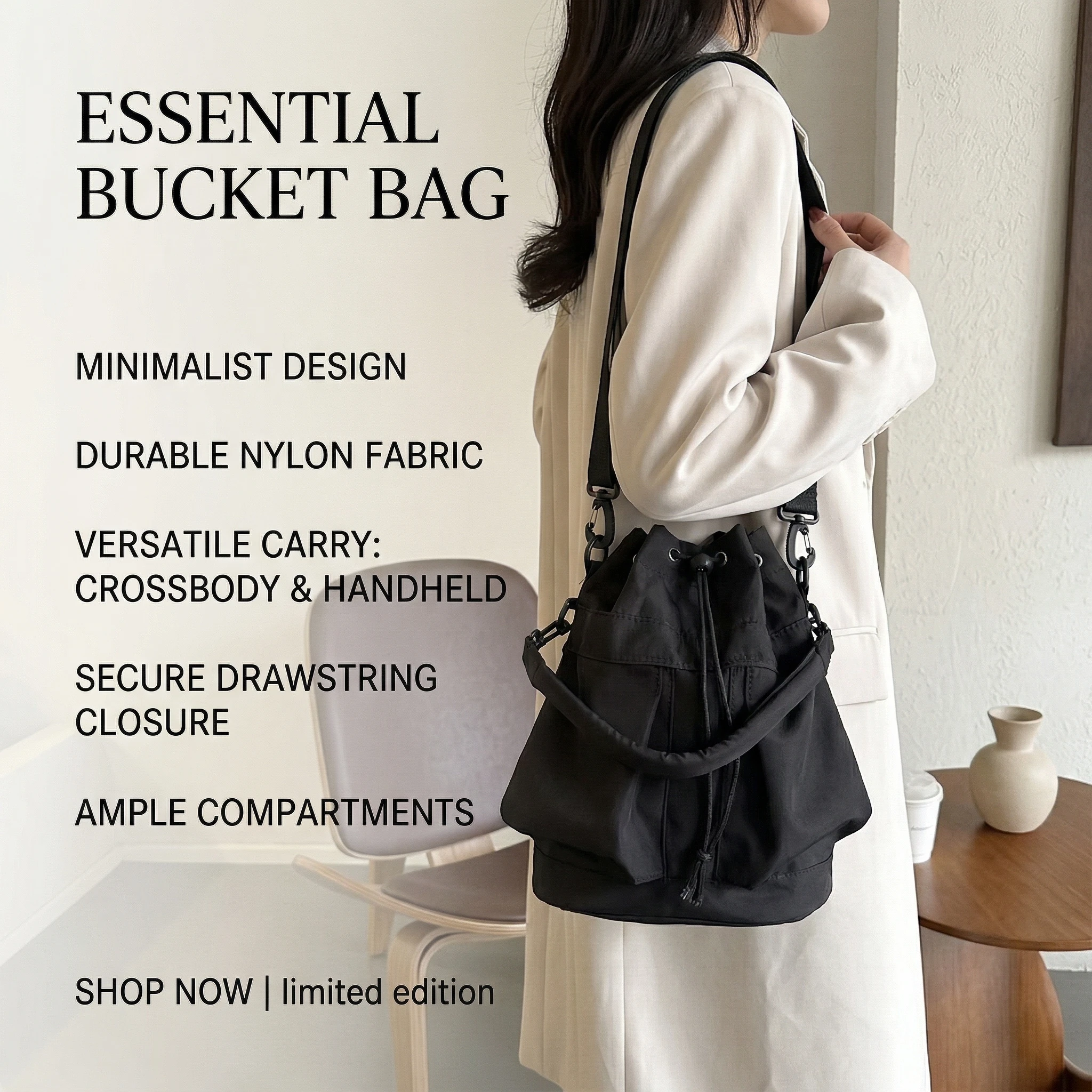 Fashion Women Oxford Cloth Bucket Bag, Large Capacity Drawstring Versatile Casual Shoulder Crossbody Bag Daily Use