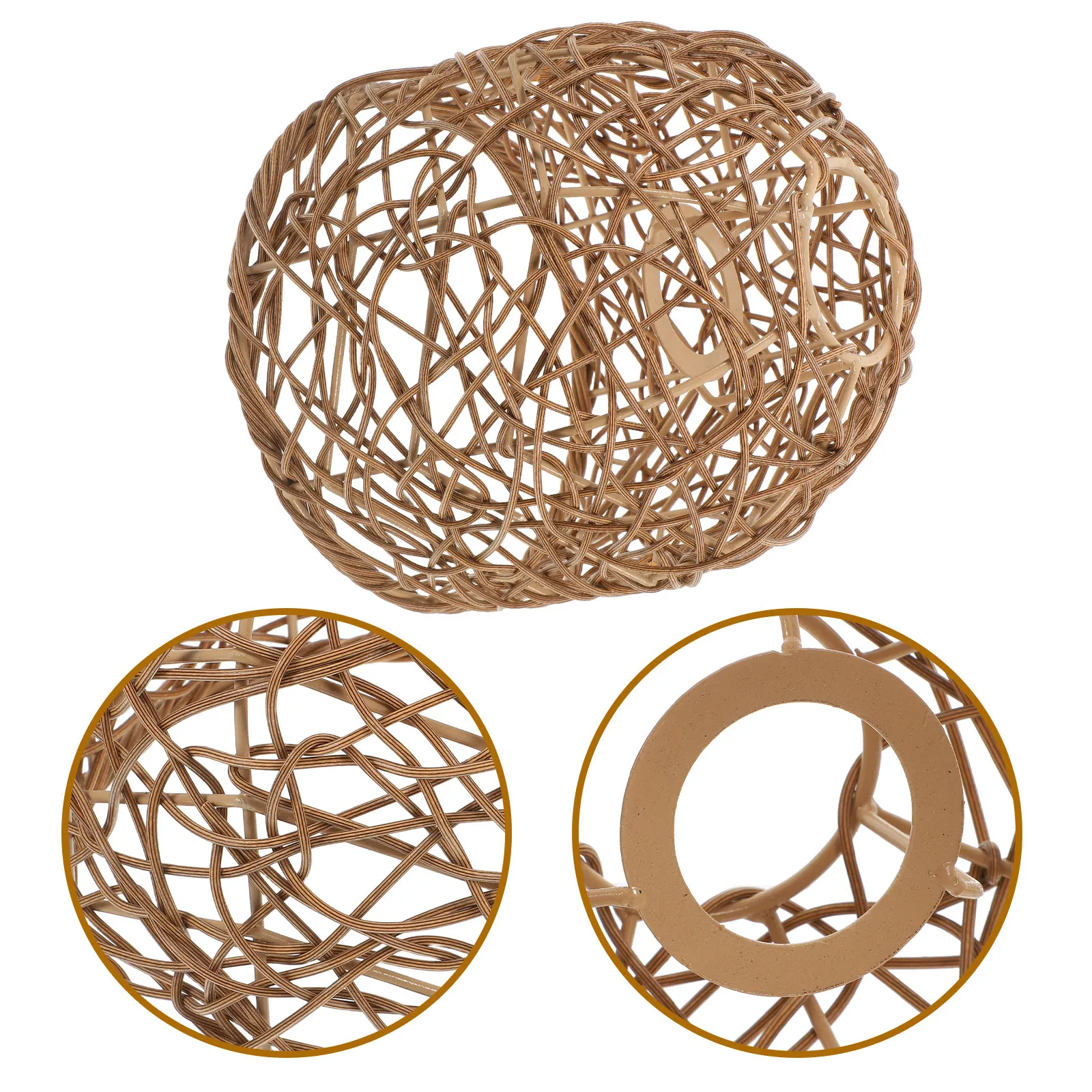 

Boho Imitation Rattan Pendant Lampshade Small Hanging Light Shade Woven Plastic Lamp Cover Kitchen Dining Room Ceiling Light