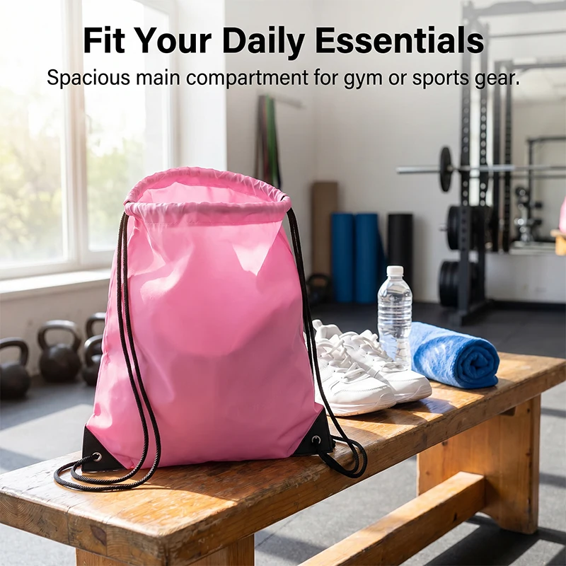 Durable Nylon Drawstring Backpack, Outdoor Sports & Gym Storage Bag, Lightweight Travel Activity Sack