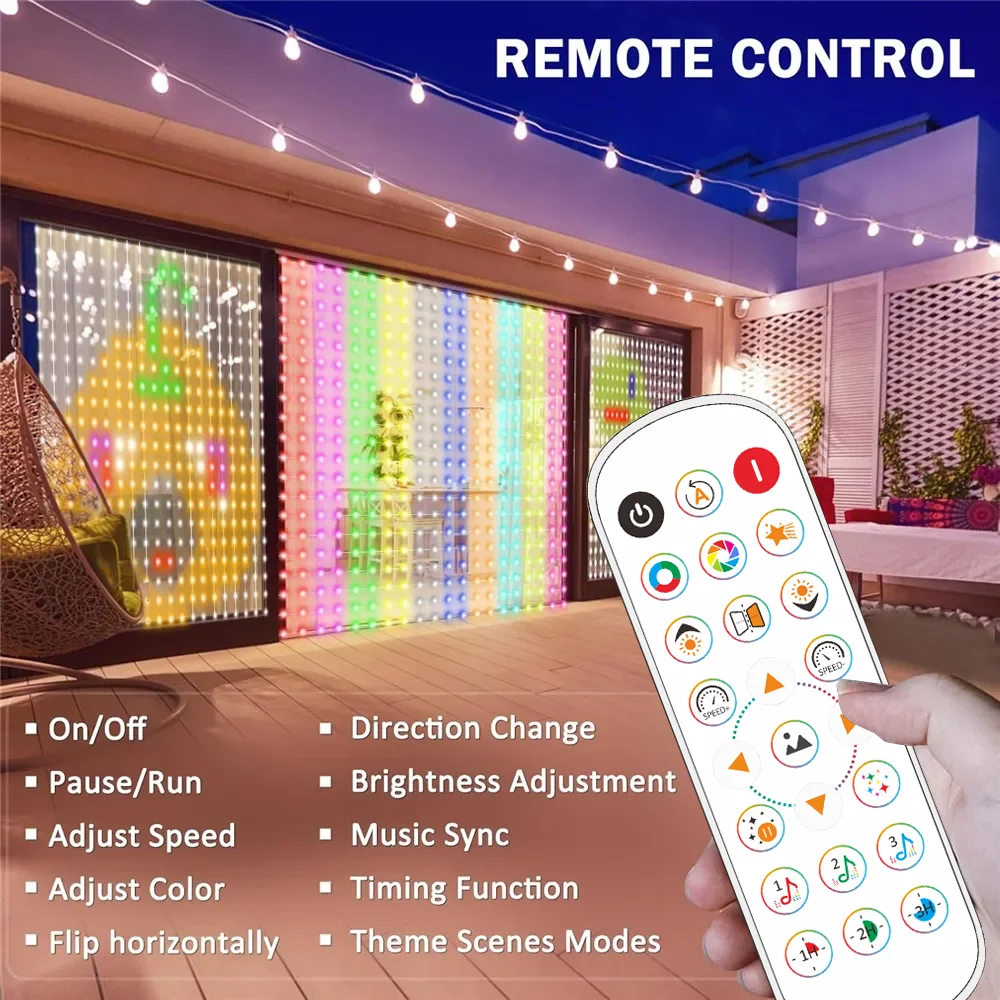 Smart Curtain Lights 400 LED Curtain Light with APP & Remote,DIY String Fairy Light for Valentine\'s Day, Motel, Bedroom