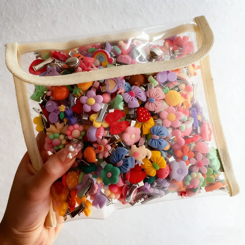 10/20Pcs Girls Hair Accessories Mini Hair Clips Cartoon Fruit Flower Hair Barrettes Colorful Animal Shaped Kids BB Clip Headwear