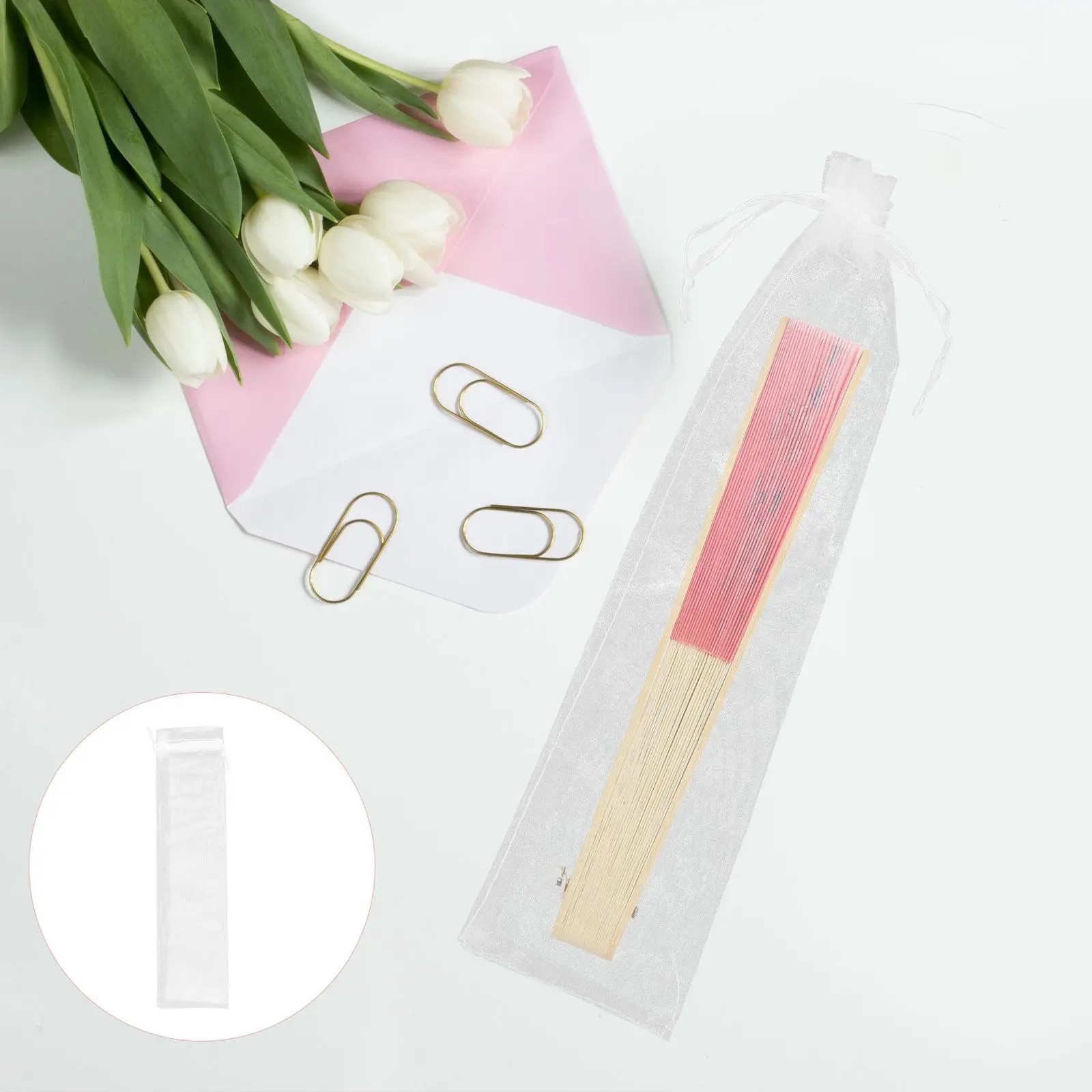 20pcs Organza Gift Lightweight Drawstring Mesh for Wedding Party Favor Bags Storage Yarn Pouch Jewelry Bags Hand Fans