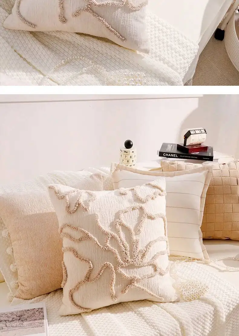 Luxuriöser französischer Stil Schwarz-Weiß Dekokissenbezug Chenille Boho Weiche Moderne Kissenhüllen für Sofa- und Bettdekoration – Detail 17