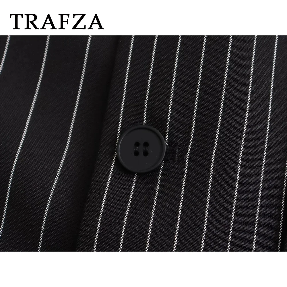 TRAFZA 2024 Spring Summer Office Lady Blazers Fashion Chic Casual Solid Single Breasted Elegant Oversized Shrug Women Blazers