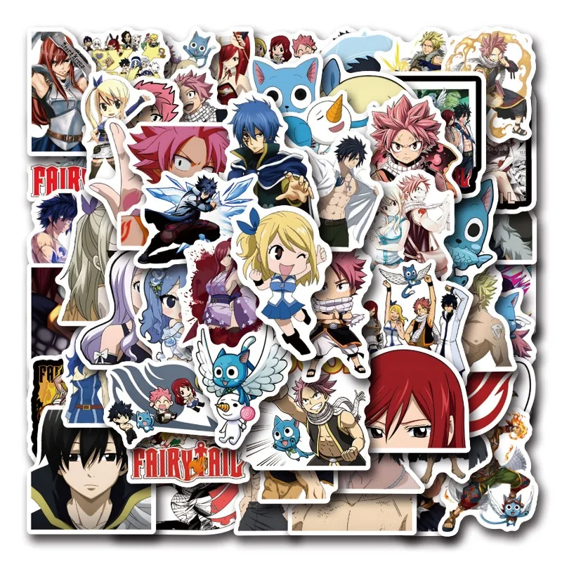 55Pcs Cartoon Anime Fairy Tail Stickers Creative Decoration Stationery Water Cup Journal Notebook Waterproof DIY