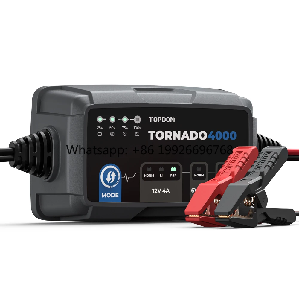 

Автоматическое портативное зарядное устройство T4000C 12В/6В для автомобильных аккумуляторов (свинцово-кислотных и литиевых) с функцией поддержания заряда