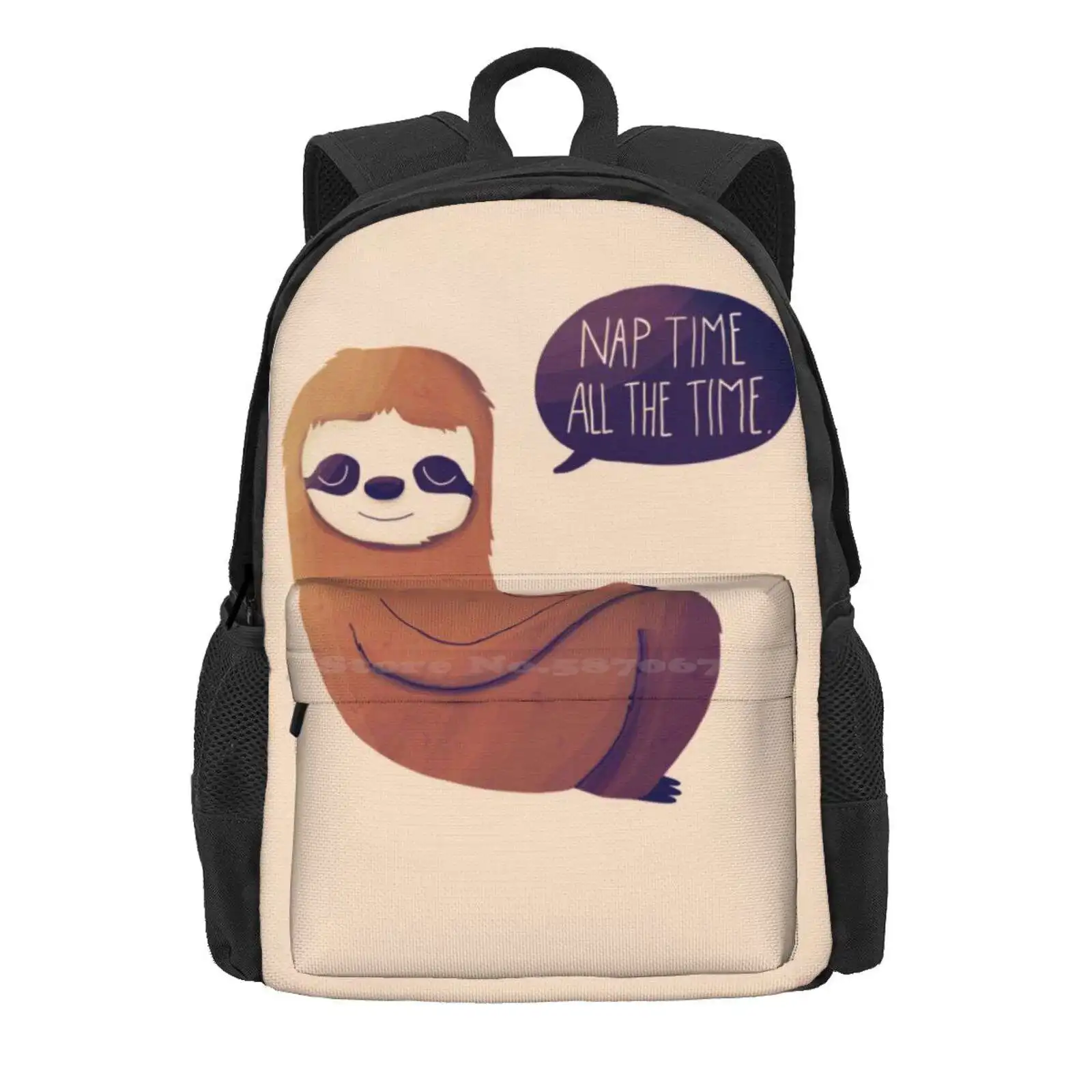 Nap Time, All The Time Hot Sale Schoolbag Backpack Fashion Bags Sloth Cute Animal Kids Childrens Comic Funny Humor