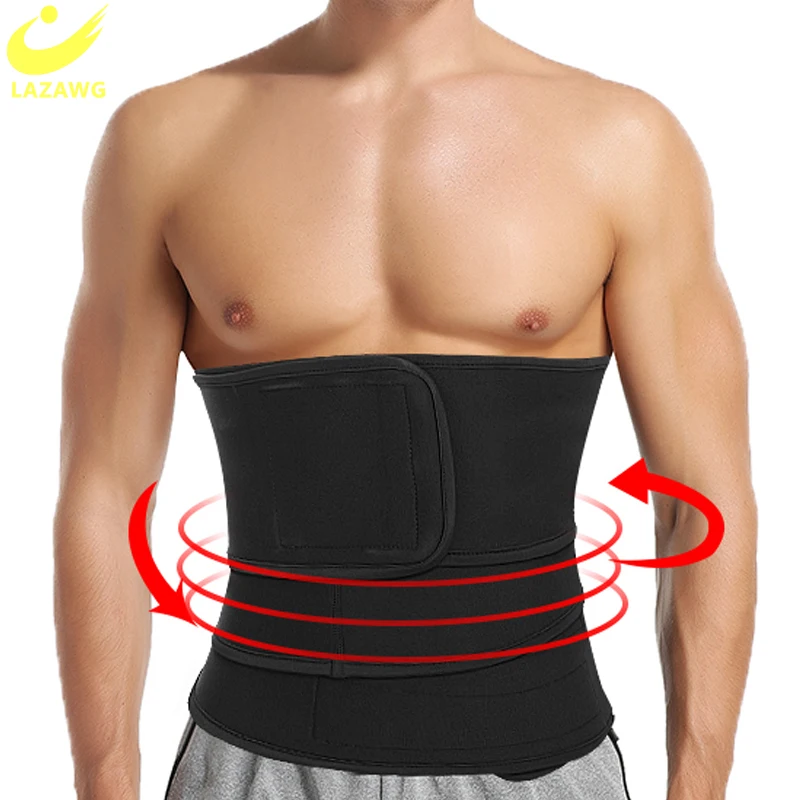 LAZAWG Men Fitness Bandage Wrap Waist Trainer Shapewear Belt Slimming Tummy Belt Corset Top Stretch Waist Cinchers Body Shaper