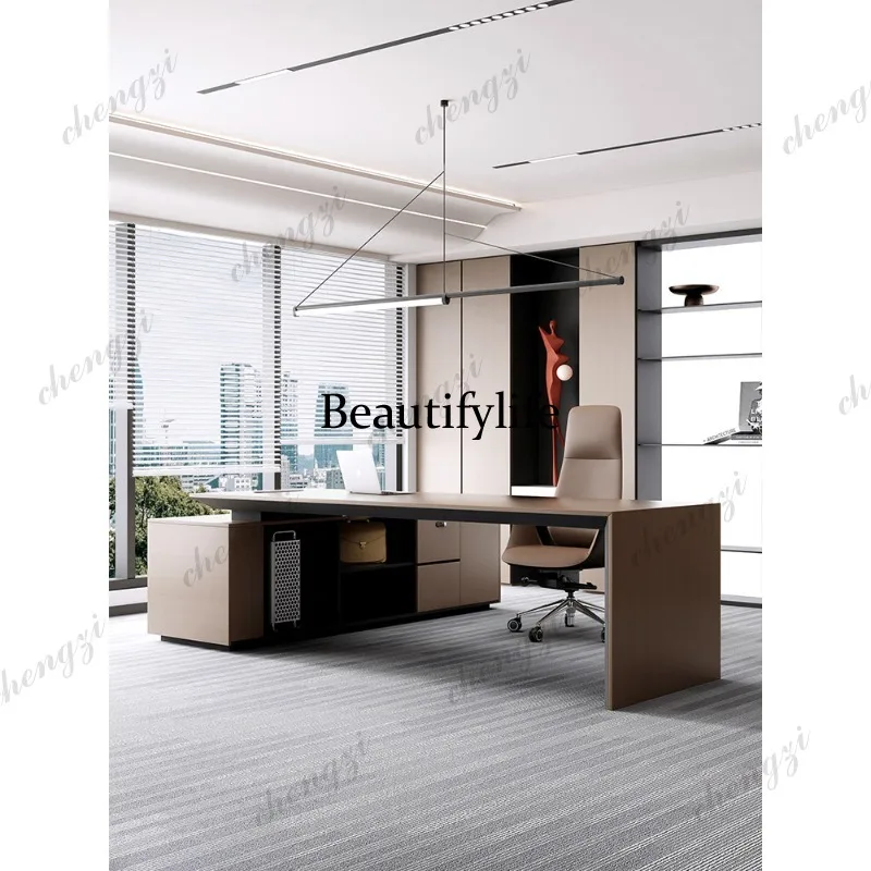 Chairperson's Office Boss President's Desk Light Luxury High-end Large Class Desk Simple Modern Office Desk and Chairs