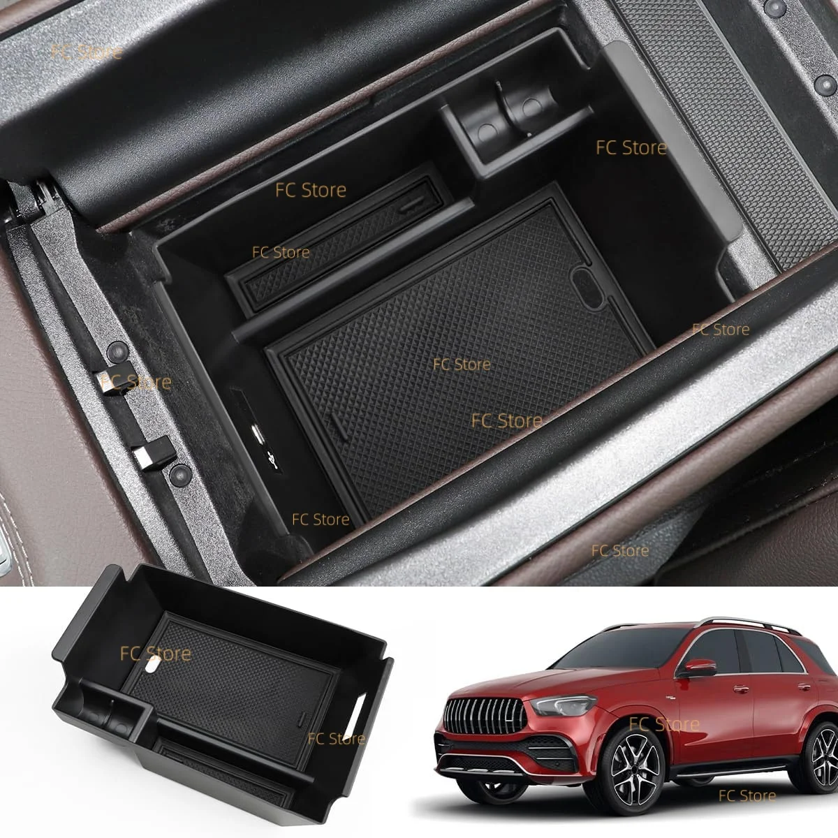 Mittelkonsolen-Organizer-Ablage für Mercedes-Benz 2020-2026 GLE-Klasse W167 350 450 AMG 53 GLS X167 450 580 63 GLE350 GLE450 Zubehör