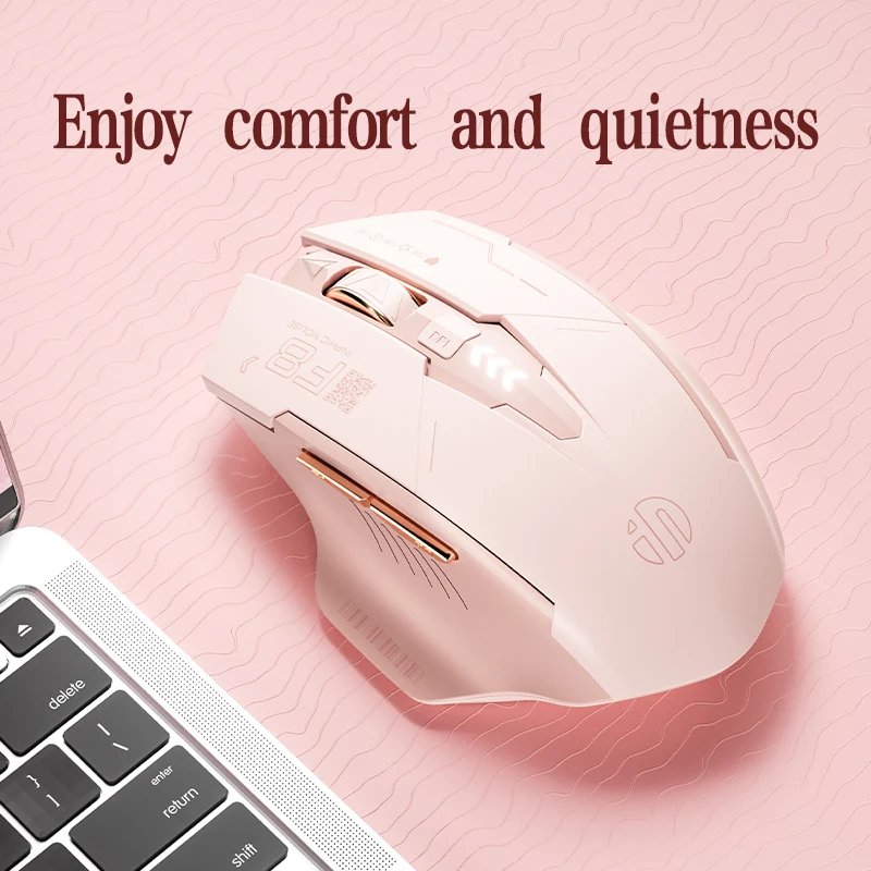 INPHIC F8 Girls Wireless Mouse ricarica ragazze Office Light Sound suono ergonomico della luce confortevole ricarica portatile Typec da 2.4G