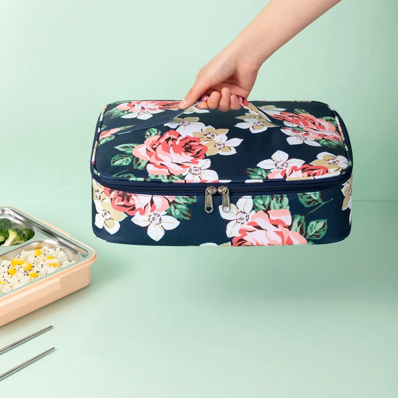 Large Capacity Women Thermal Lunch Bag Thicken Cooler Ice Pack Insulated Square Food Carrier Picnic Stoarge Bags for Work