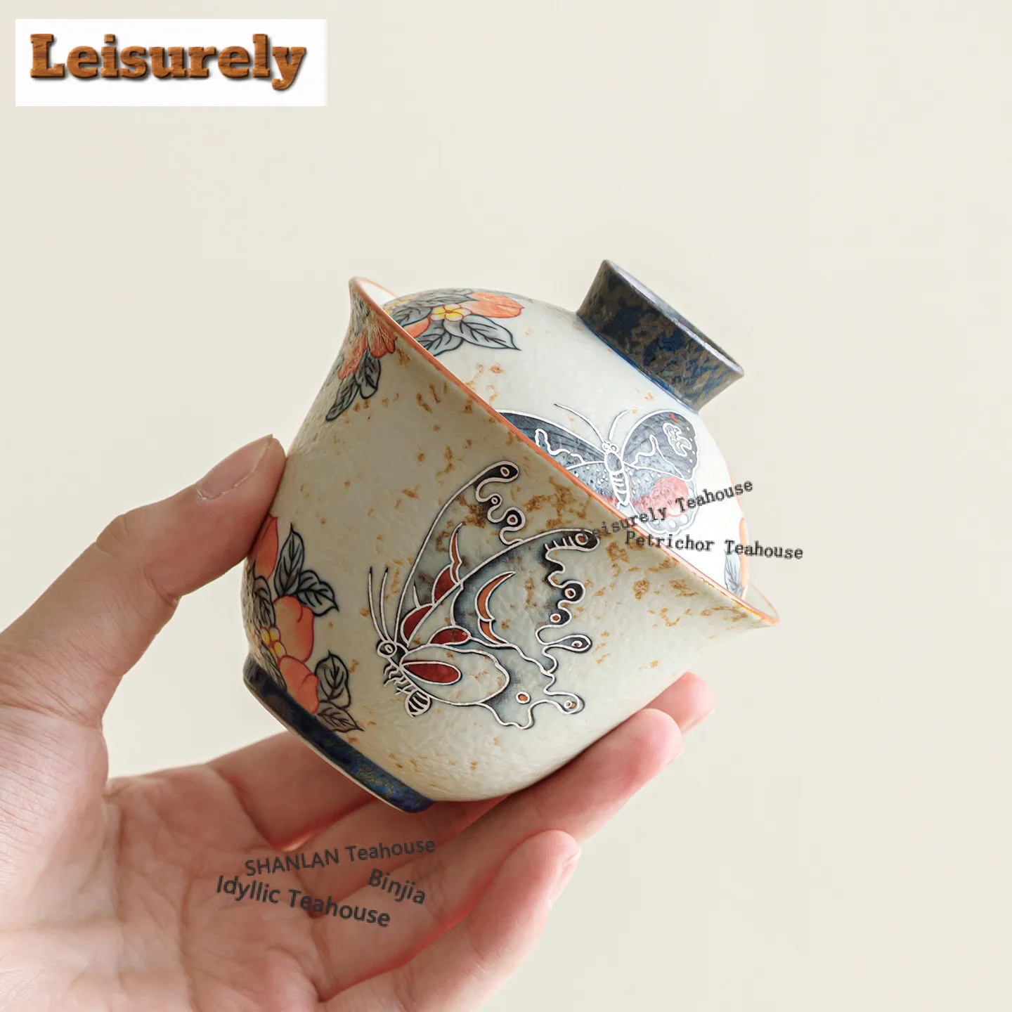 

150 мл Карамельная глазурь Персиковая бабочка Гайвань Традиционная чайная варенья Чаша для чая с крышкой Набор для приготовления чая Крышка Миска Посуда Орнамент