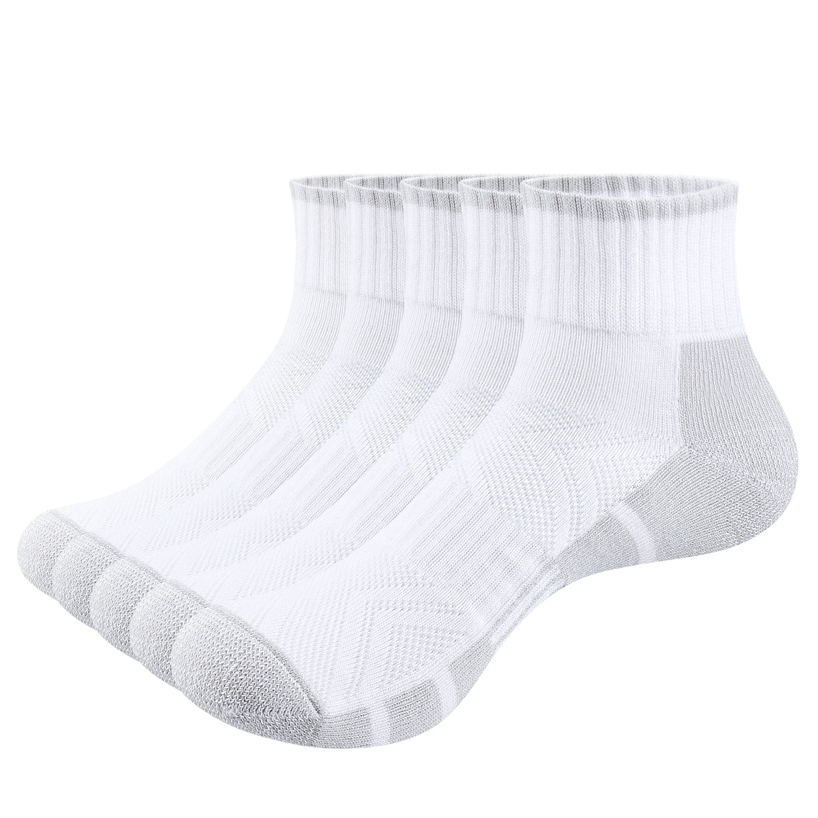 Mens Golf Tennis Training Athletic Ankle Socks Moisture Wicking Cotton Cushioned Quarter Crew Socks For Men, 5 Pairs