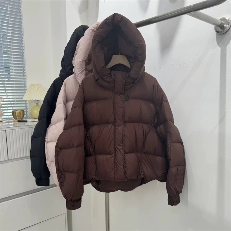 شتاء جديد وصول المرأة سميكة الدافئة مقنعين أسفل سترة عالية الجودة موضة عادية قصيرة نفخة الأبيض بطة ريشة سترة #1