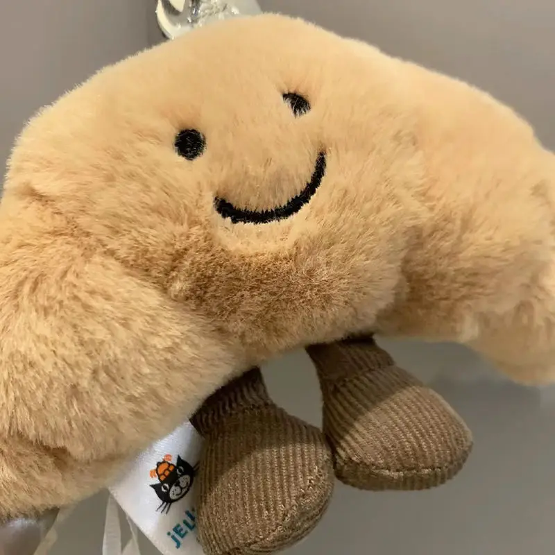 Zawieszka pluszowa JellyCat w kształcie chleba, kreatywny breloczek z pluszową lalką w kształcie croissantu, dekoracja do plecaka, prezent urodzinowy