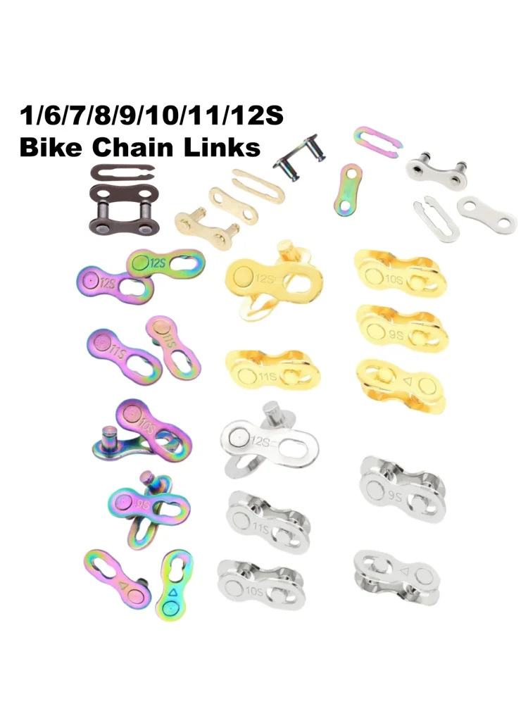 AliExpress NONE 5 Pairs Bike Missing Link for 1, 6, 7, 8, 9, 10,11,12 Speed Chain Master Link for Bicycle Chain,CP,Golden & Rainbow Colors