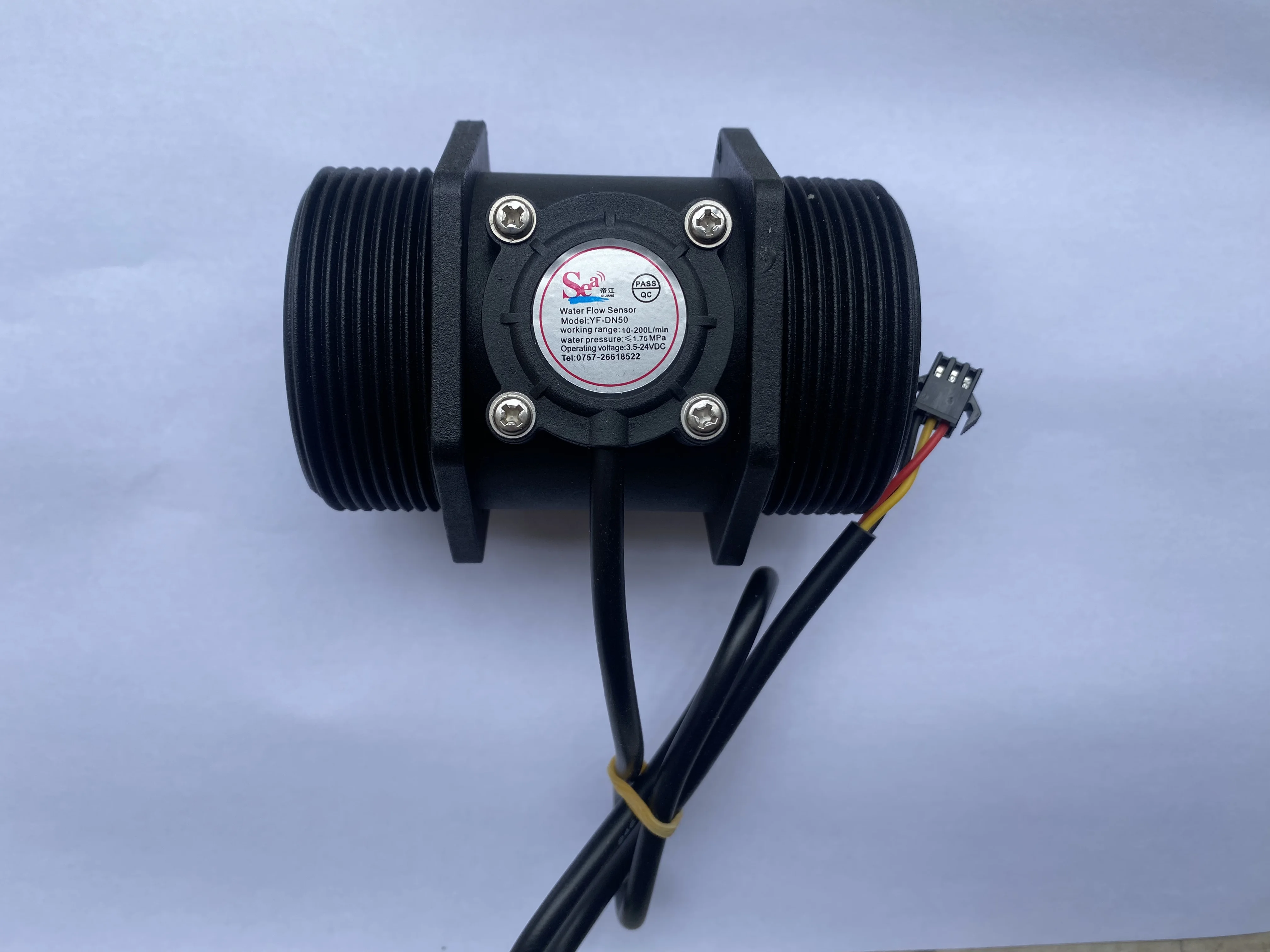 Sensor medidor de flujo de turbina Hall de plástico DN50 de 2 ", 10 ~ 200L/min