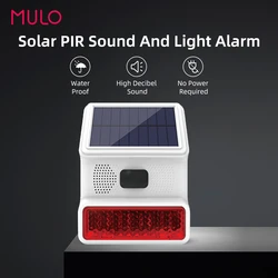 MULO Wireless Outdoor Solar Sound & Light Alarm Motion Sensor Powered Strobe Siren Alarm Host For Home Shop Garage