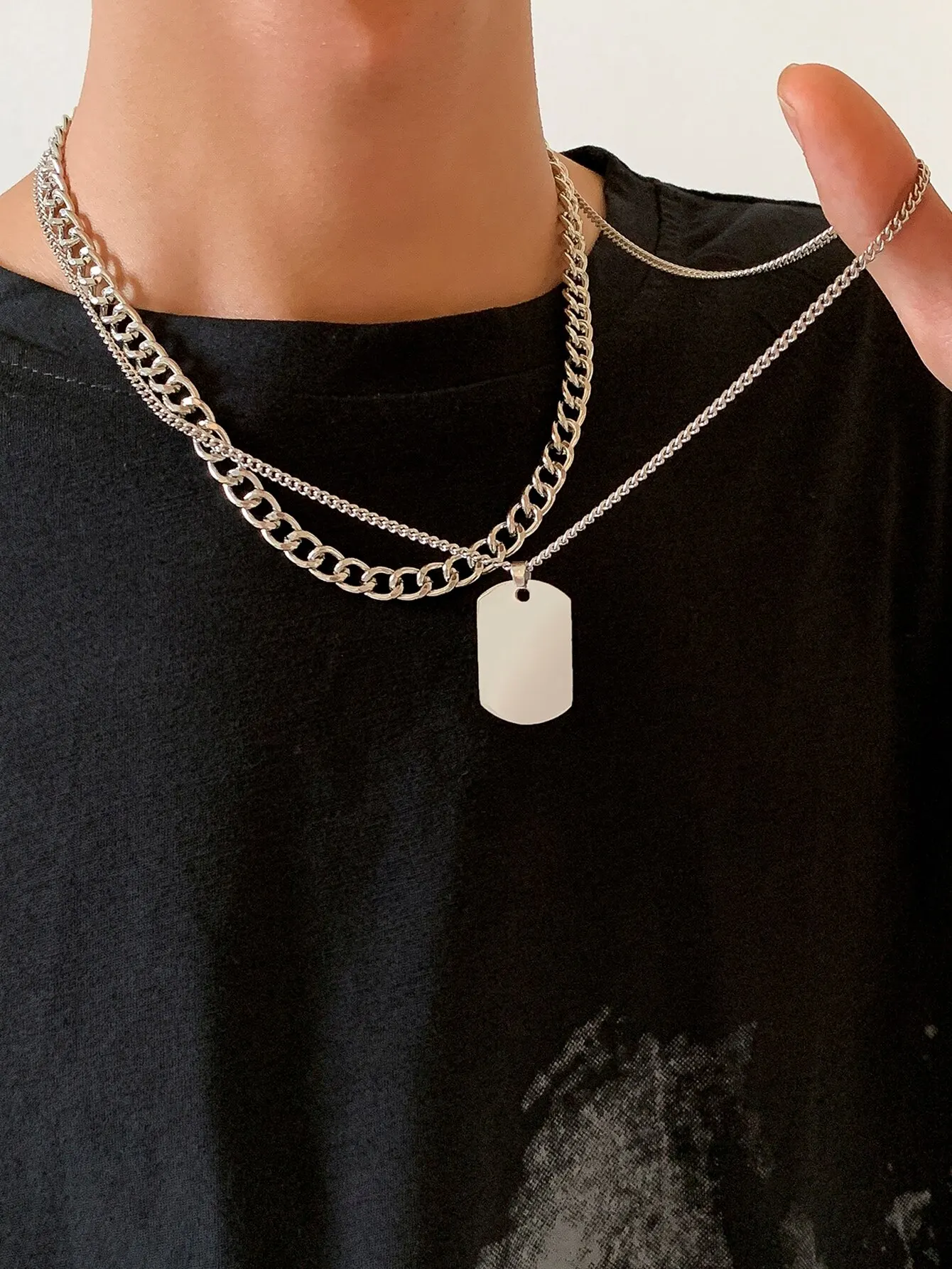 2pcs Men Geometric Charm Necklace