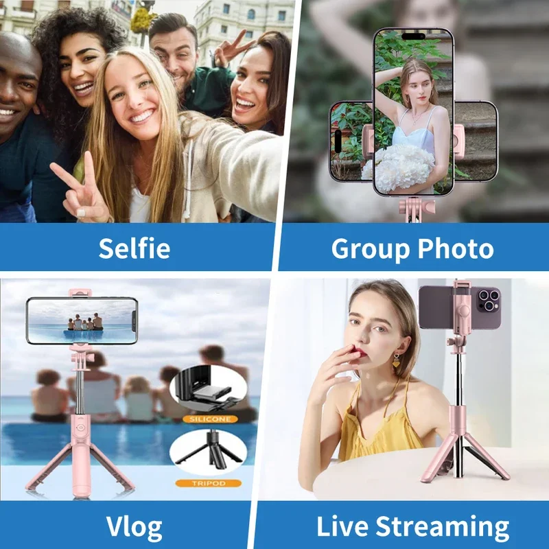 Wireless Selfie Stick Tripod Stand with Detachable Remote for iPhone Mobile Phone Tiktok Live Streaming image 3