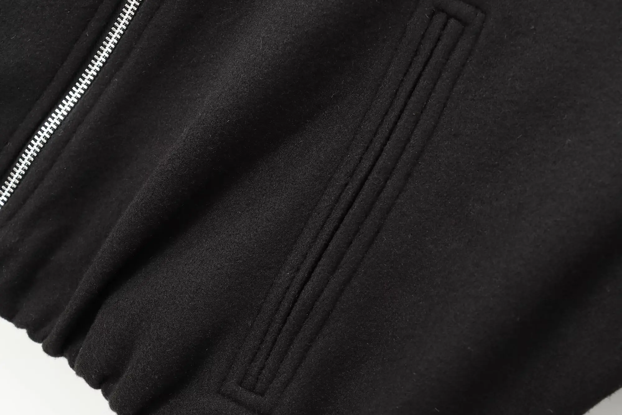 HH Damen Eleganter Langarm-Modemantel für den Herbst mit Reißverschlusstaschen, Freizeitjacke für Partys, schmal geschnitten, O-Ausschnitt – Detail 8