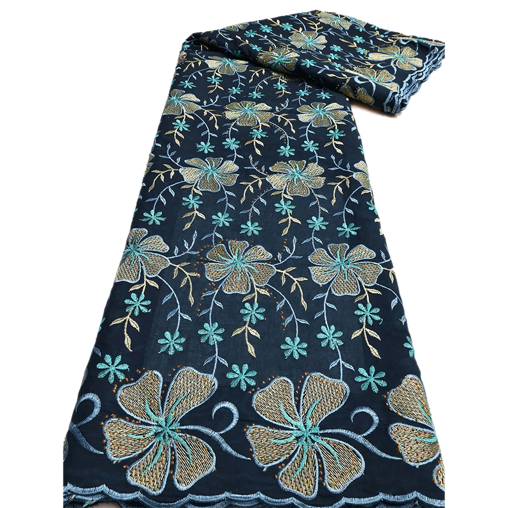 African Cotton Lace Fabric 2024 High Quality Swiss Voile Lace In Switzerland Lace Fabric Nigerian For Woman Evening Party Dress