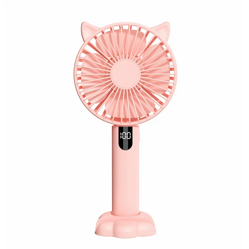 USB Handheld Mini Fan Foldable Portable Neck Hanging Fans 5 Speed Rechargeable Fan with Phone Stand and Display Screen