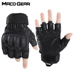 Guantes tácticos sin dedos, antideslizantes, transpirables, carcasa dura, equipo de protección de medio dedo para senderismo, combate, tiro, caza