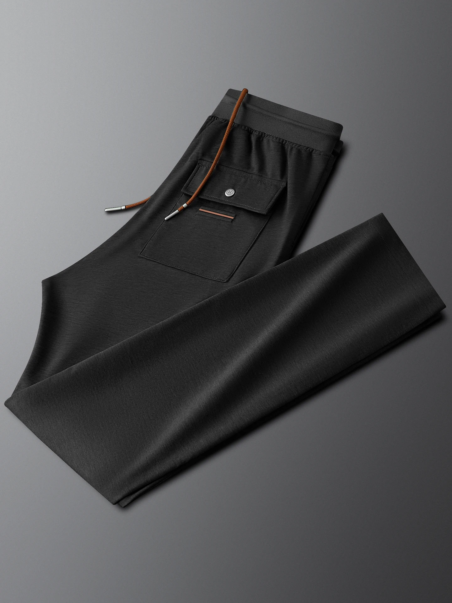  Anti-Wrinkle Black Sports Casual Pants Men Slim Fit Summer New Drape Straight Leg Long Pants Sweatpants Thin Model