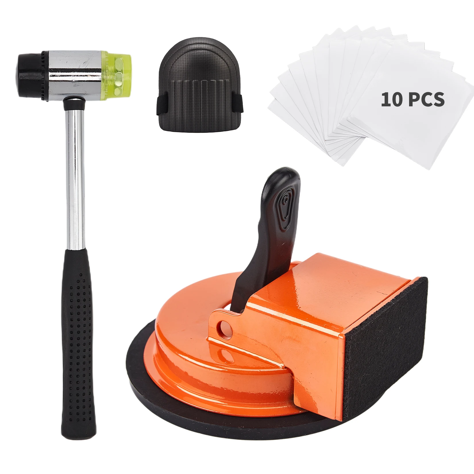 Professional Laminate Floor Gap Repair Kit, Suction Cup Puller, Rubber Mallet, 10 Reusable Adhesive Pads & Knee Pad for Hardwood, Vinyl & Wood Flooring, Noise-Reducing DIY Installation Tool Set