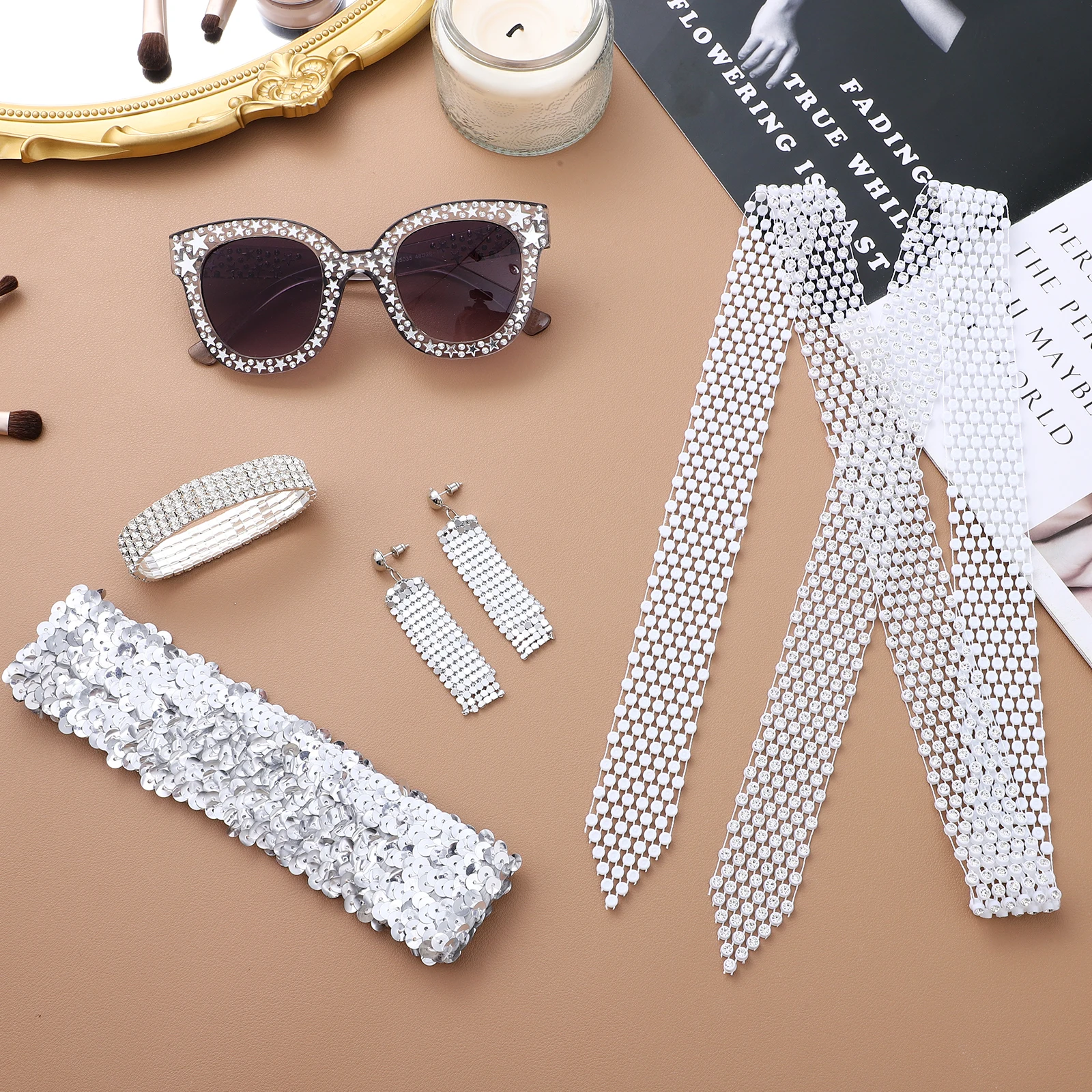 

1 set 1 Set Disco Accessories For Women 70S Party Bachelorette Valentine'S Headband Jewelry Decorations Headpiece Costume Set