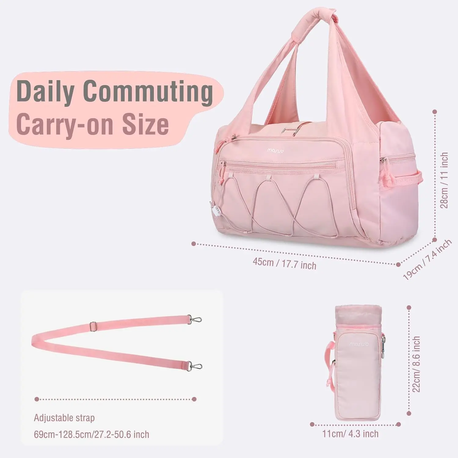 MOSISO Gym Bag for Women, Travel Duffle Workout Carry ont Gym Duffle Bag with Shoe Compartment&Water Bottle Holder for Yoga