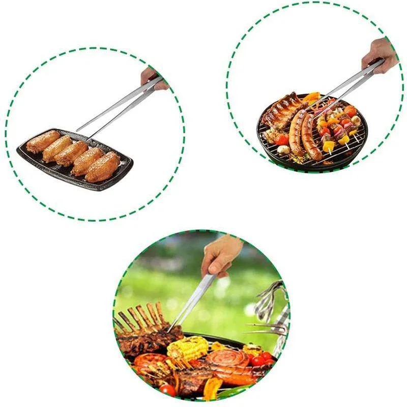 BBQ Barbecue Food Tongs Non-Slip Cooking Clip Stainless Steel Churrasco Tweezers Clip Buffet Restaurant Tool Kitchen Accessories