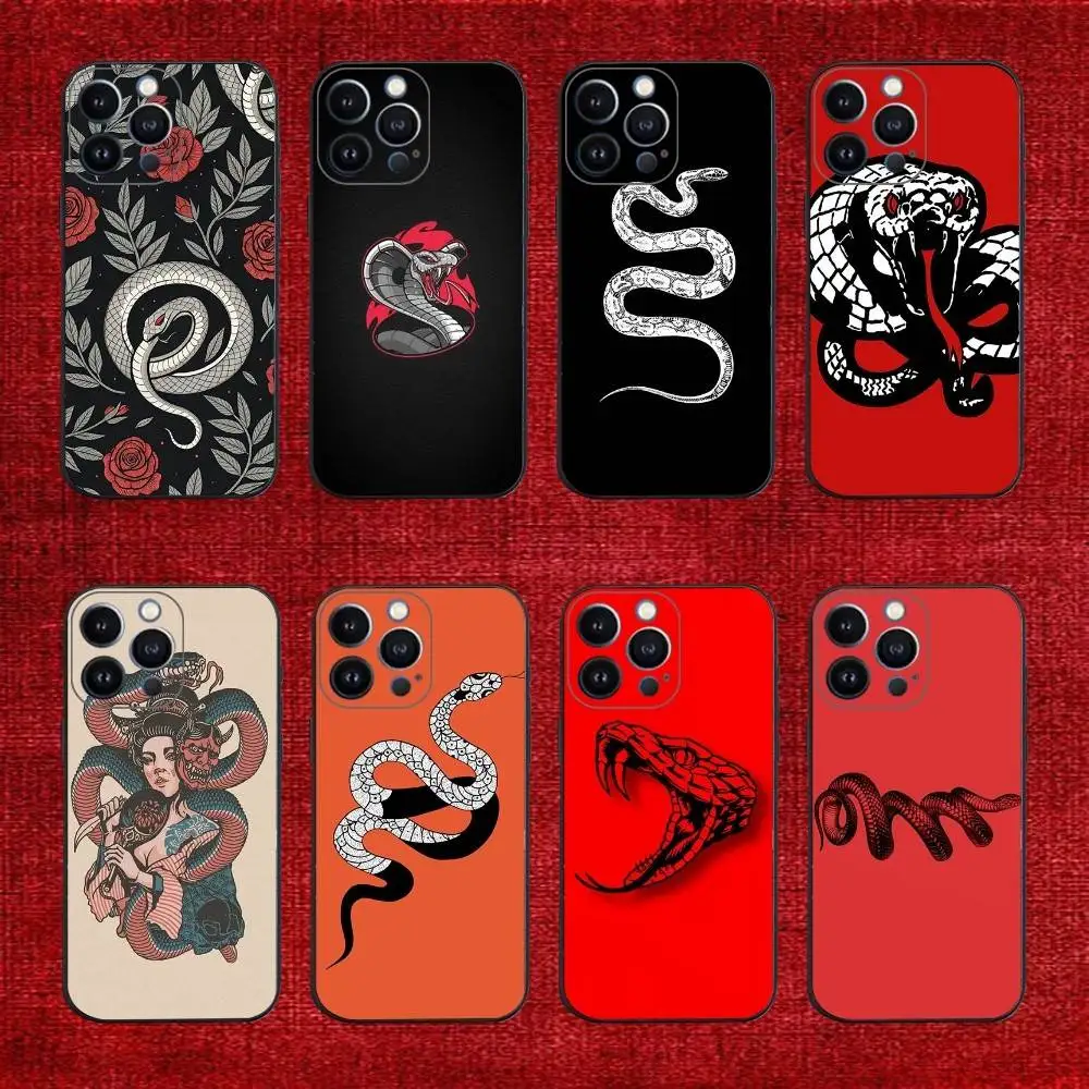

Classic Street Snake Line Phone Case For iPhone 16e,16,15,14,13,12,11,Pro,X,XS,Max,XR,Plus,Mini Soft Black Cover