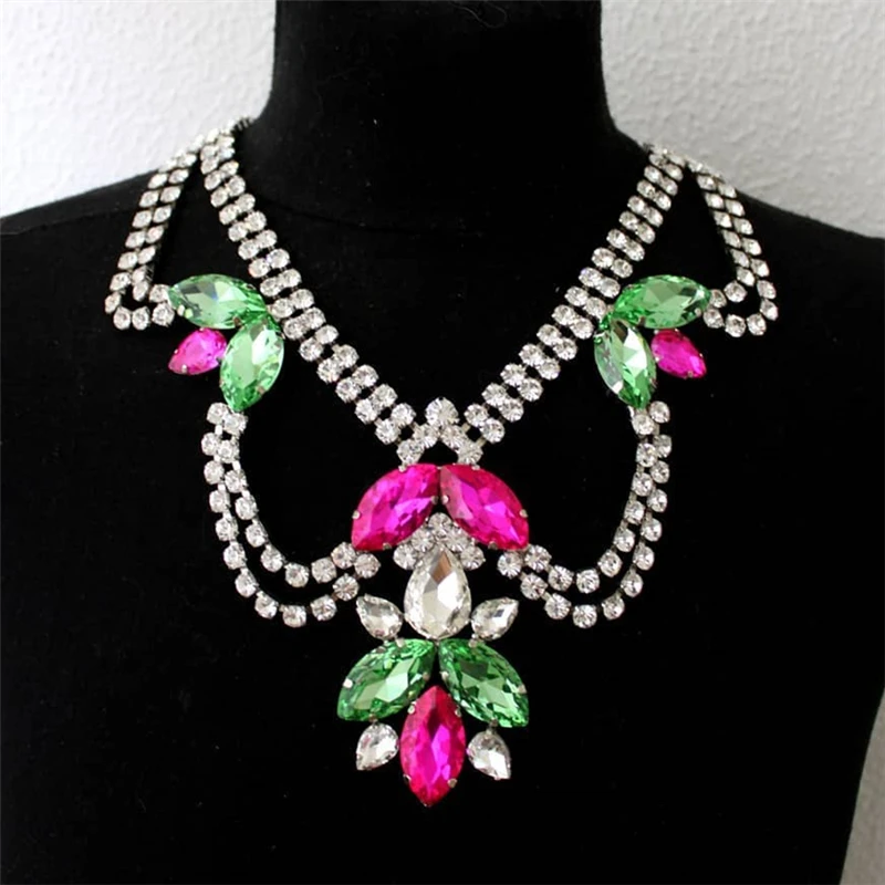 

Великолепное огромное колье-чокер, украшения для женщин, массивное ожерелье-цепочка с большим кристаллом, рождественский подарок