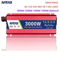3000w/2200w/1600w/1000w Pure Sine Wave Power Car Inverter LED Display Solar 12V 24V To 220V AC Voltage Converter Micro Inverter