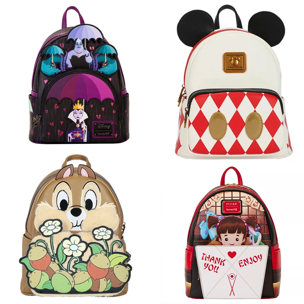 Chip & Dale Double Strap Shoulder Bag Stitch Cartoon PU Leather Printing  Fashion Bag Purse Birthday Gift for Friends