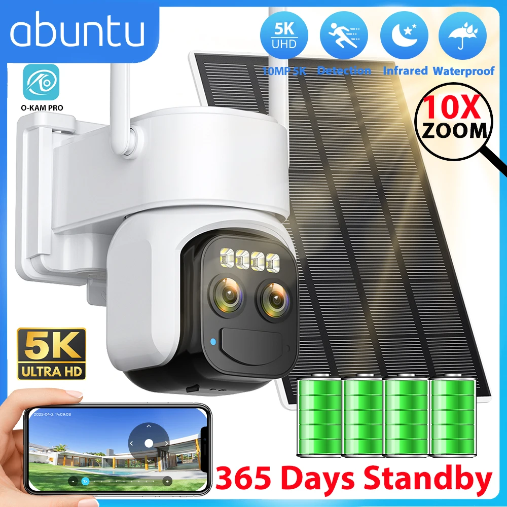 

10MP 5K 10X Zoom Wifi Camera Solar Wireless Outdoor HD Surveillance Camera Auto Tracking 365 Days Standby Security Protection