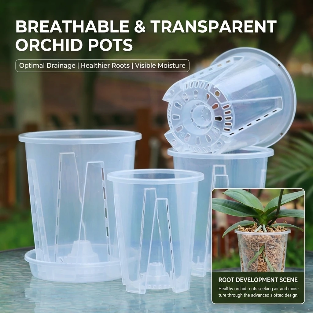 Large Transparent Qingshan Root Control Pot for Orchids Breathable Hollow Design with Water Moss Ideal Butterfly Orchid Flower