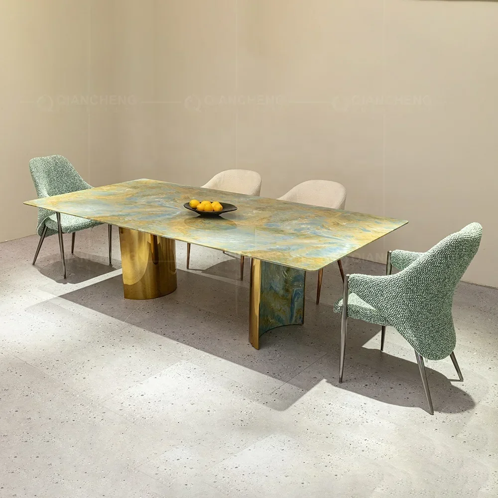 

wholesale bright rock slab dining table and dining italian design slate rectangular 48 inch mable dining table gold stand
