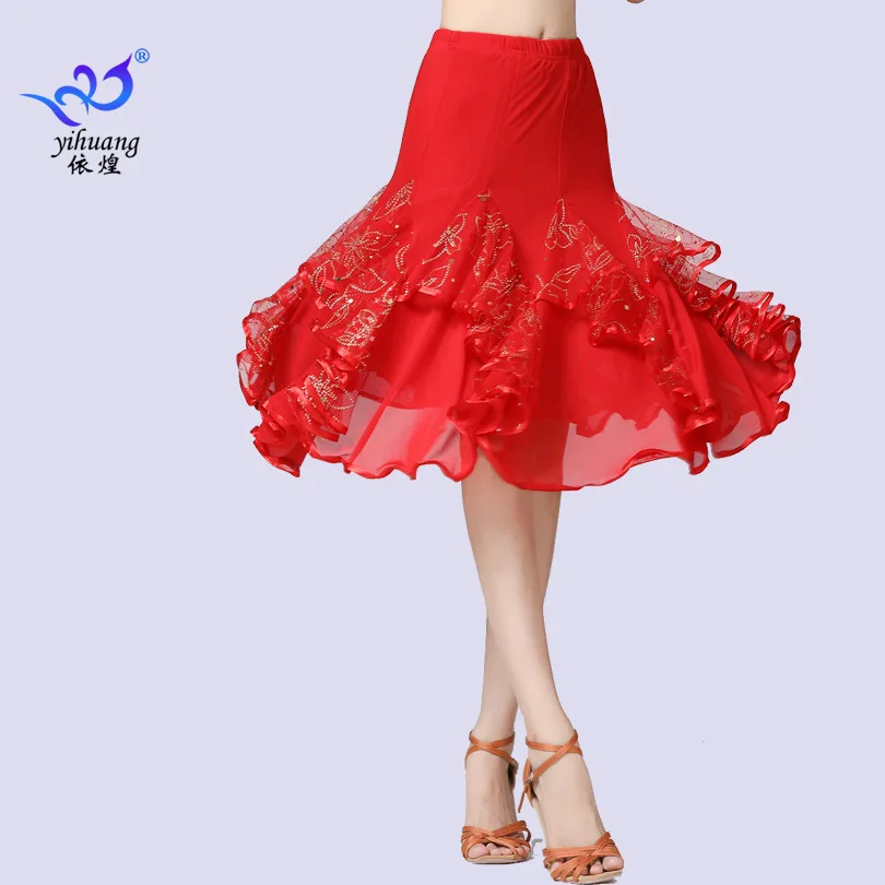 Square Dance Dress Social Dance Skirt New Large Swing Skirt Dance Competition Performance Dress Mesh Sequin Dance Skirt