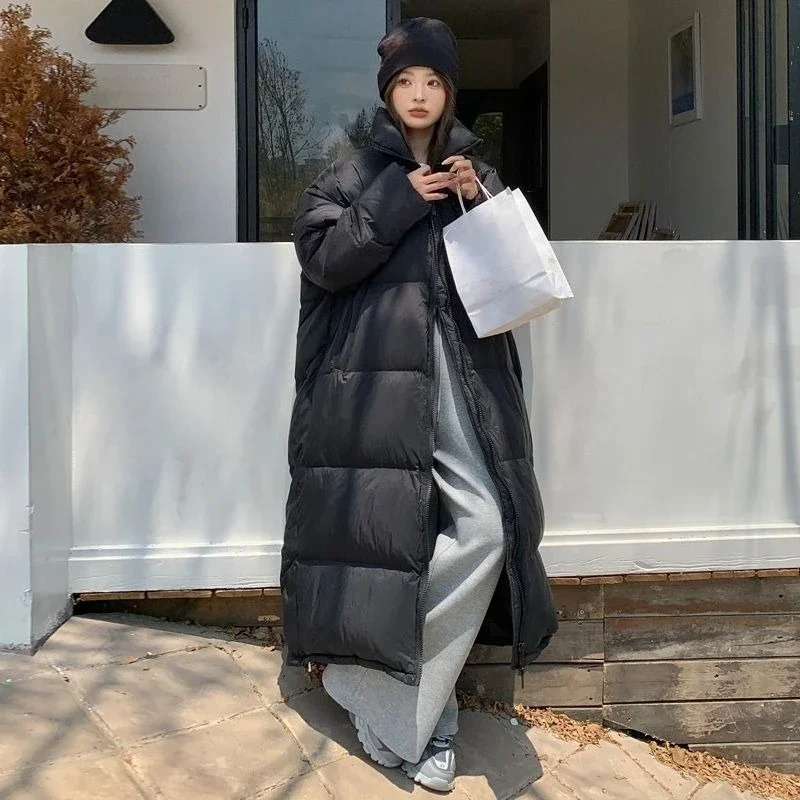 

Winter 2025 Korean Style Loose Over Knee Cotton Coat for Women Warmth Windproof Heavyweight Insulated Jacket
