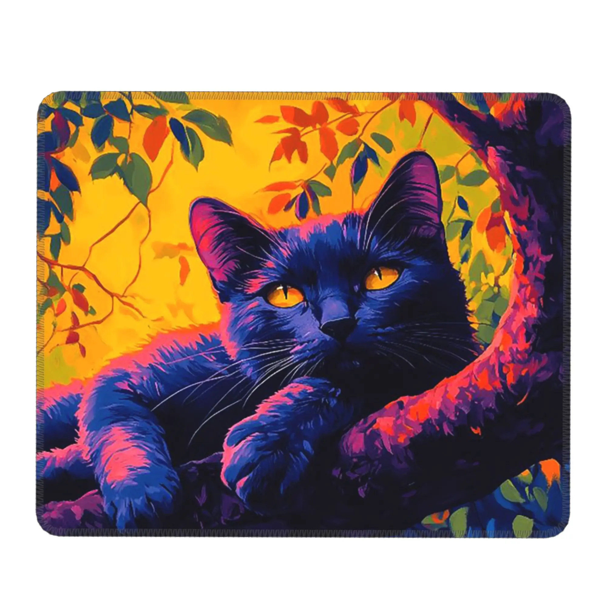 Colour Charming Black Cat And Floral Mouse Pad Computer Keyboard Mouse Mat Gaming PC Laptop Desk Mat Office Table Mats
